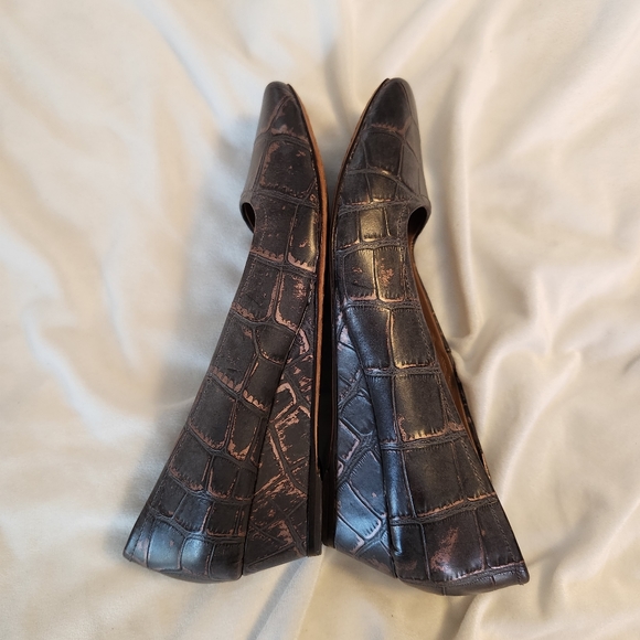 Donald J Pliner 6 1/2 Pisa croc square toe wedge slip on shoes - Picture 5 of 8